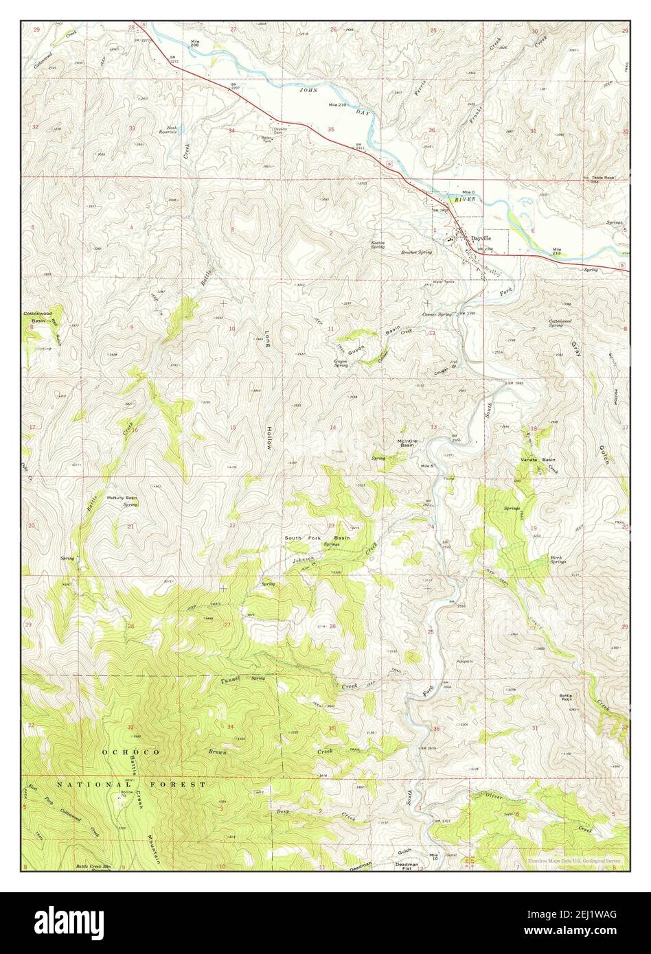 Dayville, Oregon, Karte 1972, 1:24000, Vereinigte Staaten von Amerika von Timeless Maps, Daten U.S. Geological Survey Stockfoto