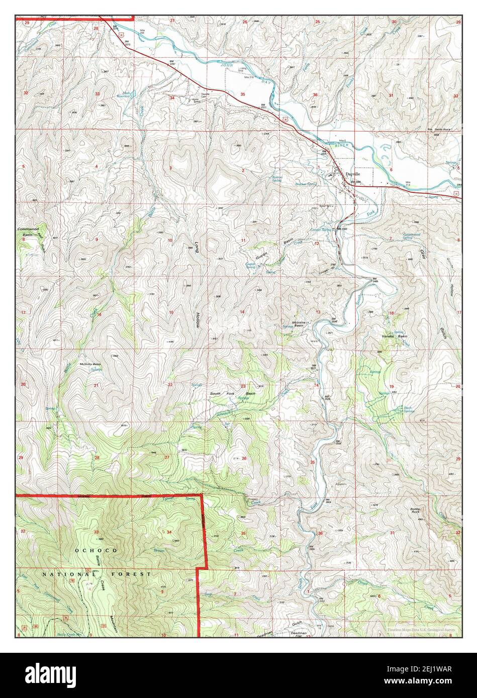Dayville, Oregon, Karte 1992, 1:24000, Vereinigte Staaten von Amerika von Timeless Maps, Daten U.S. Geological Survey Stockfoto