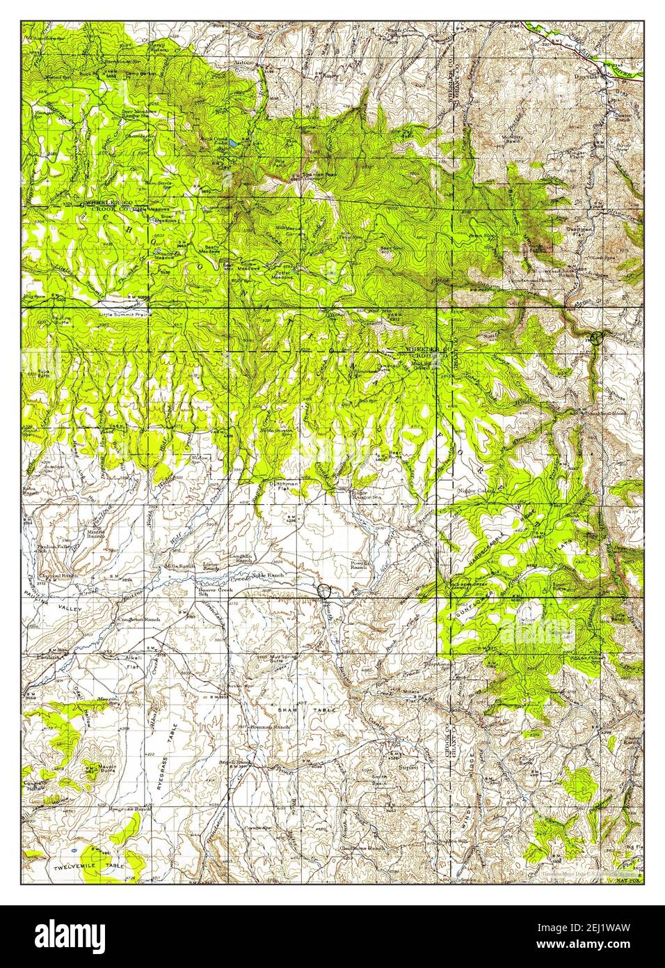 Dayville, Oregon, Karte 1932, 1:125000, Vereinigte Staaten von Amerika von Timeless Maps, Daten U.S. Geological Survey Stockfoto
