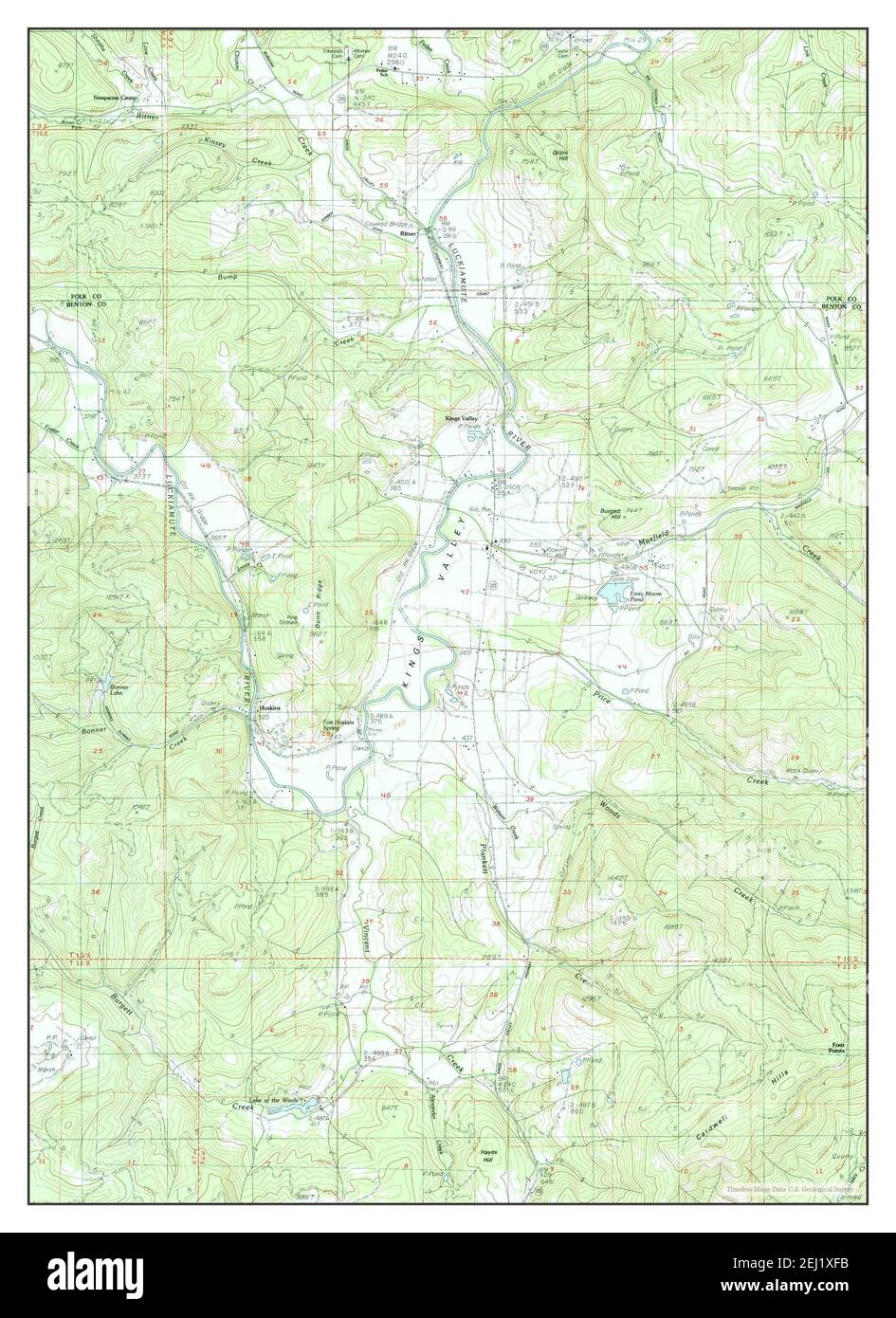 Kings Valley, Oregon, Karte 1984, 1:24000, Vereinigte Staaten von Amerika von Timeless Maps, Daten U.S. Geological Survey Stockfoto