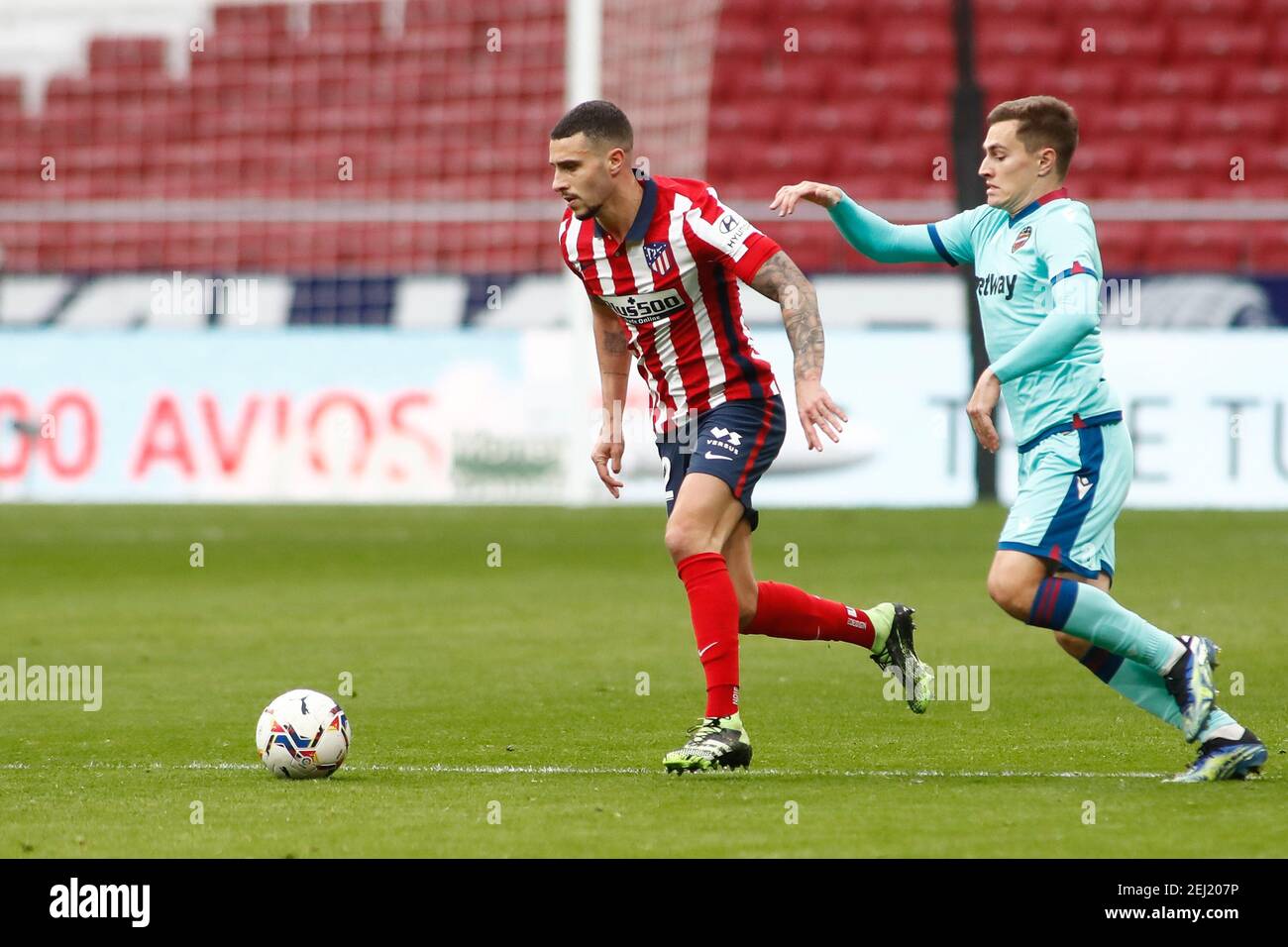 Mario Hermoso von Atletico de Madrid während der spanischen Meisterschaft La Liga Fußballspiel zwischen Atletico de Madrid und Levan / LM Stockfoto