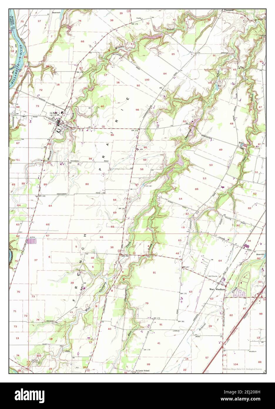 St Paul, Oregon, Karte 1956, 1:24000, Vereinigte Staaten von Amerika von Timeless Maps, Daten U.S. Geological Survey Stockfoto