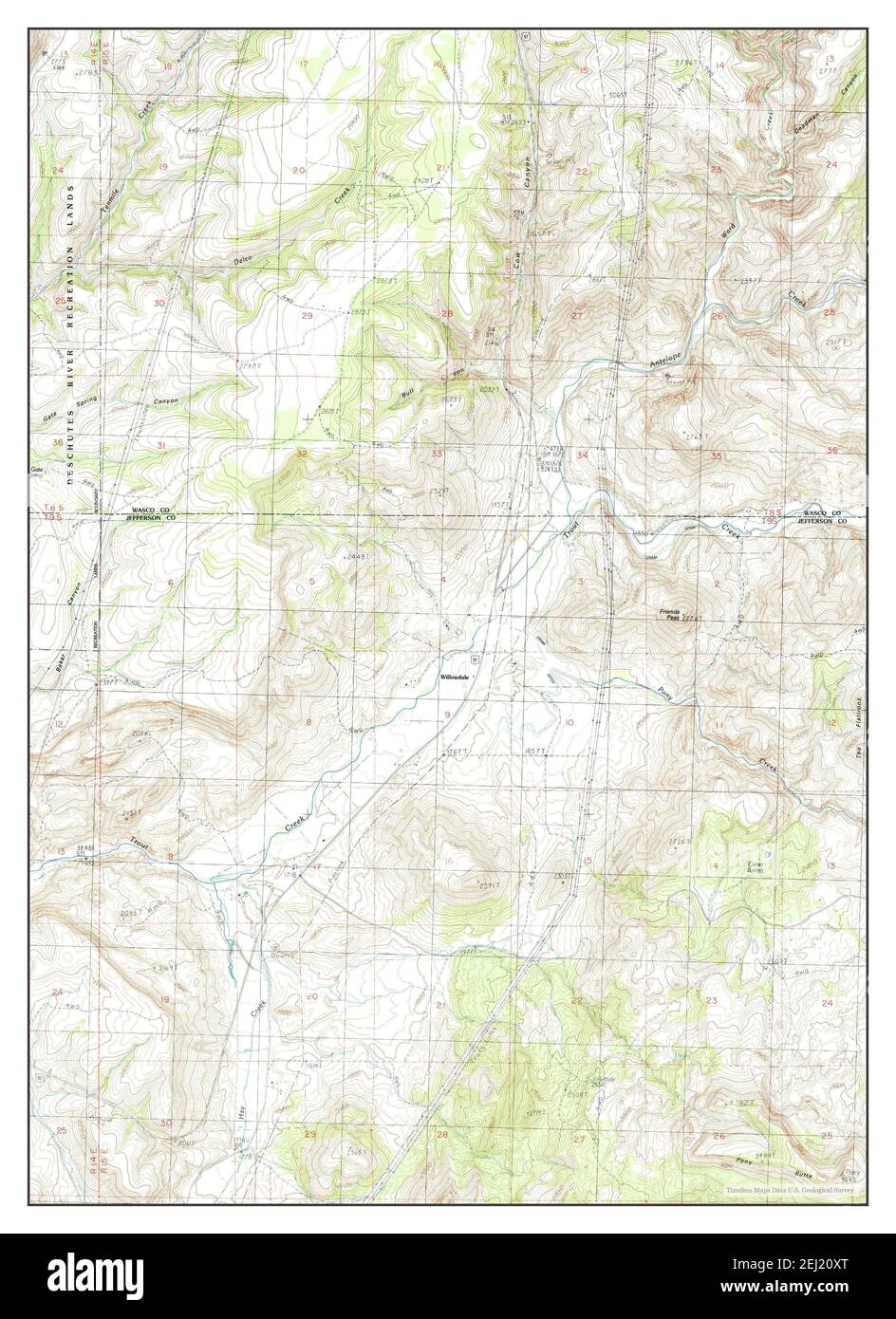 Willowdale, Oregon, Karte 1987, 1:24000, Vereinigte Staaten von Amerika von Timeless Maps, Daten U.S. Geological Survey Stockfoto