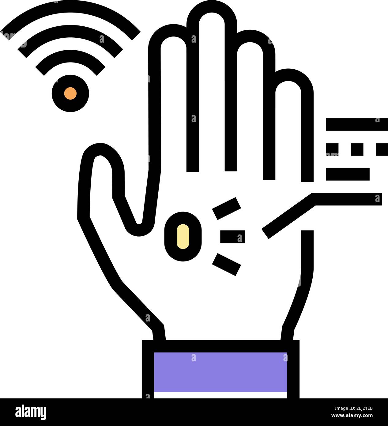 Chip rfid in Palm Farbe Symbol Vektor Illustration Stock Vektor