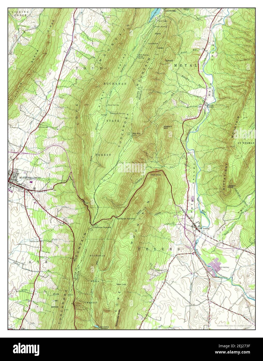 MC Connellsburg, Pennsylvania, Karte 1944, 1:24000, Vereinigte Staaten von Amerika von Timeless Maps, Daten U.S. Geological Survey Stockfoto