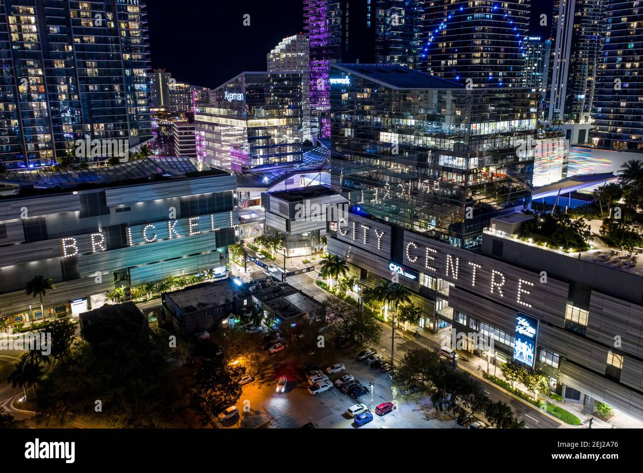 Brickell City Center Miami FL USA Nachtfoto Stockfoto