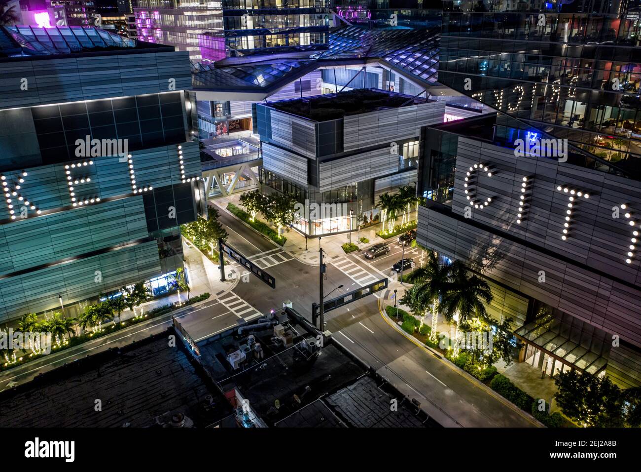 Brickell City Center Miami FL USA Nachtfoto Stockfoto