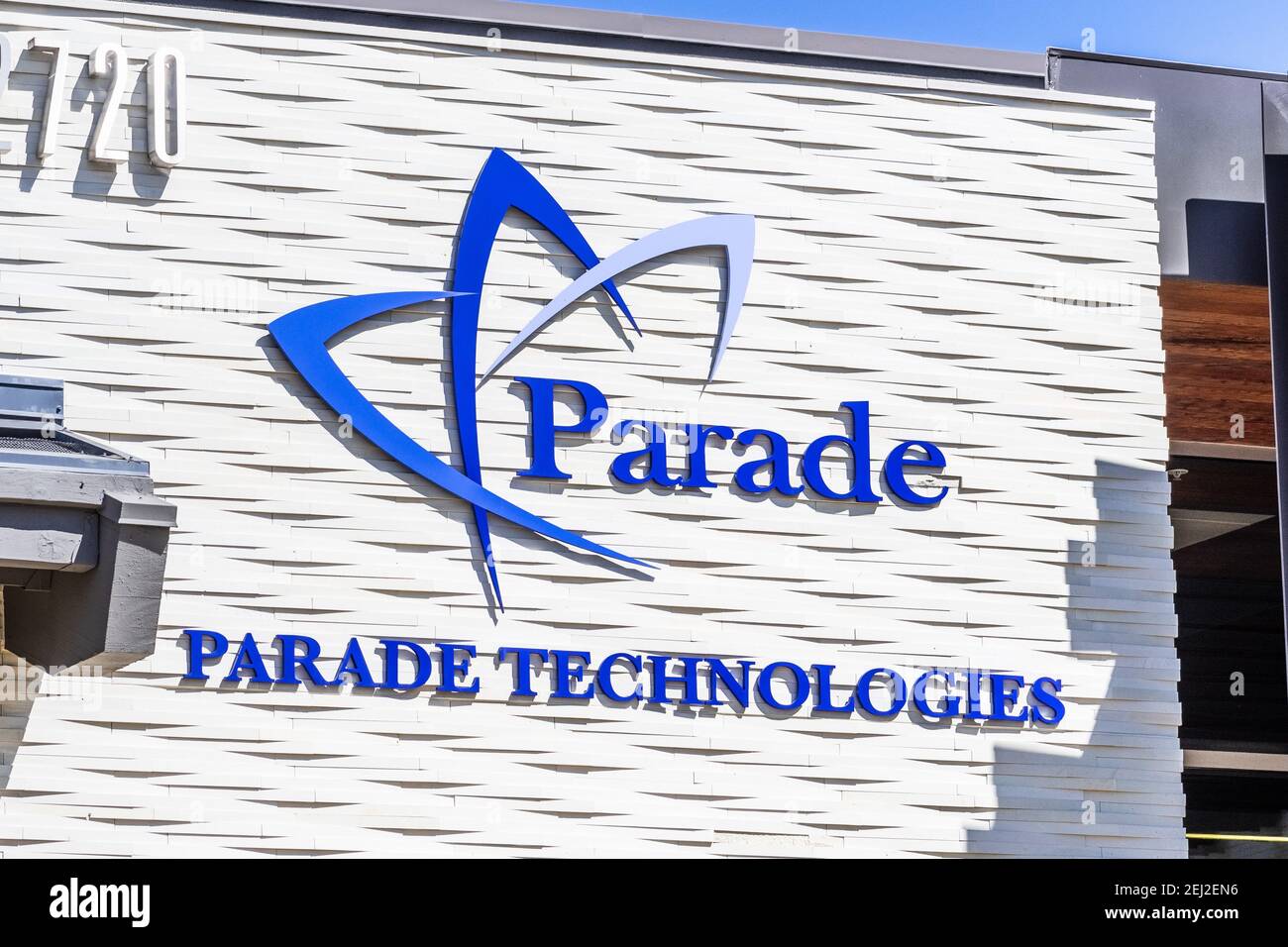 Sep 18, 2020 San Jose / CA / USA - Parade Technologies Logo am Hauptsitz im Silicon Valley; Parade Technologies ist ein taiwanesischer Fabless Semico Stockfoto