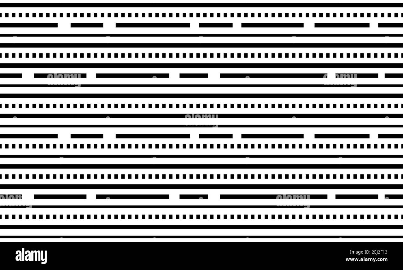 Streifen im Nahtlosmuster. Abstrakter horizontaler Hintergrund. Schwarz-Weiß-Vektorgrafik. Stock Vektor
