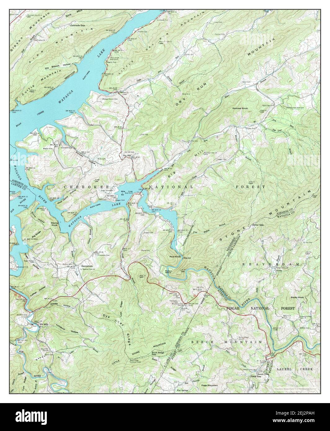 Elk Mills, Tennessee, Karte 1959, 1:24000, Vereinigte Staaten von Amerika von Timeless Maps, Daten U.S. Geological Survey Stockfoto