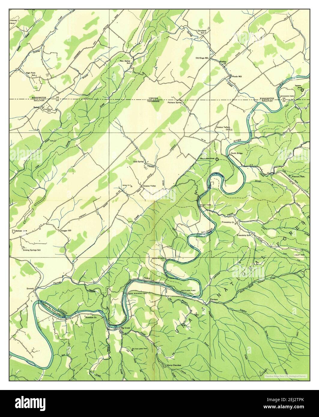 Holston Valley, Tennessee, Karte 1934, 1:24000, Vereinigte Staaten von Amerika von Timeless Maps, Daten U.S. Geological Survey Stockfoto