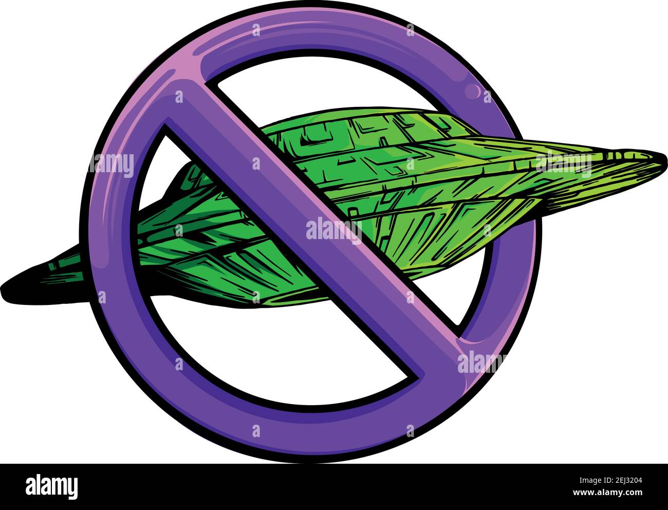 ufo mit Symbol für Ban Vektor Illustration Stock Vektor