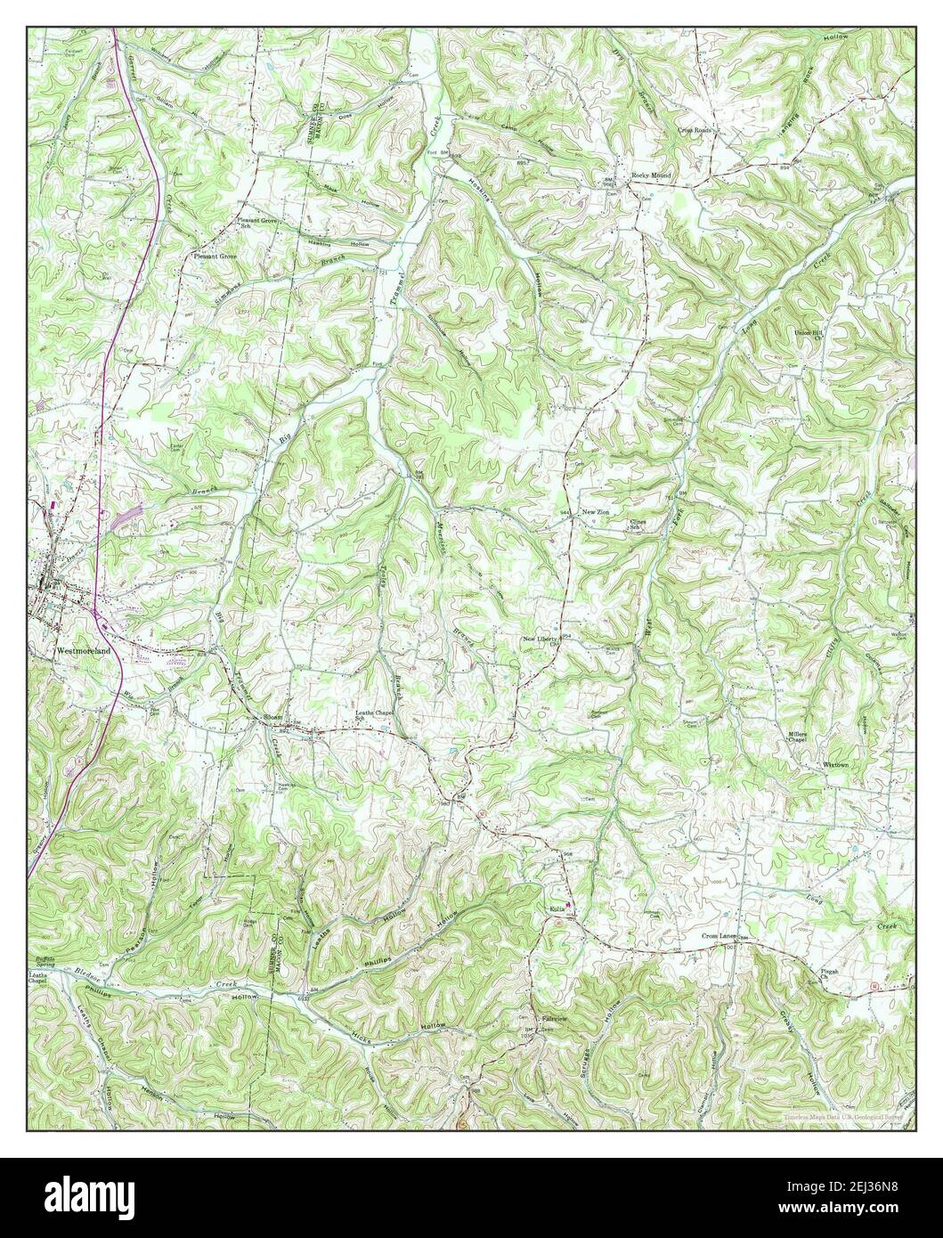 Westmoreland, Tennessee, Karte 1958, 1:24000, Vereinigte Staaten von Amerika von Timeless Maps, Daten U.S. Geological Survey Stockfoto