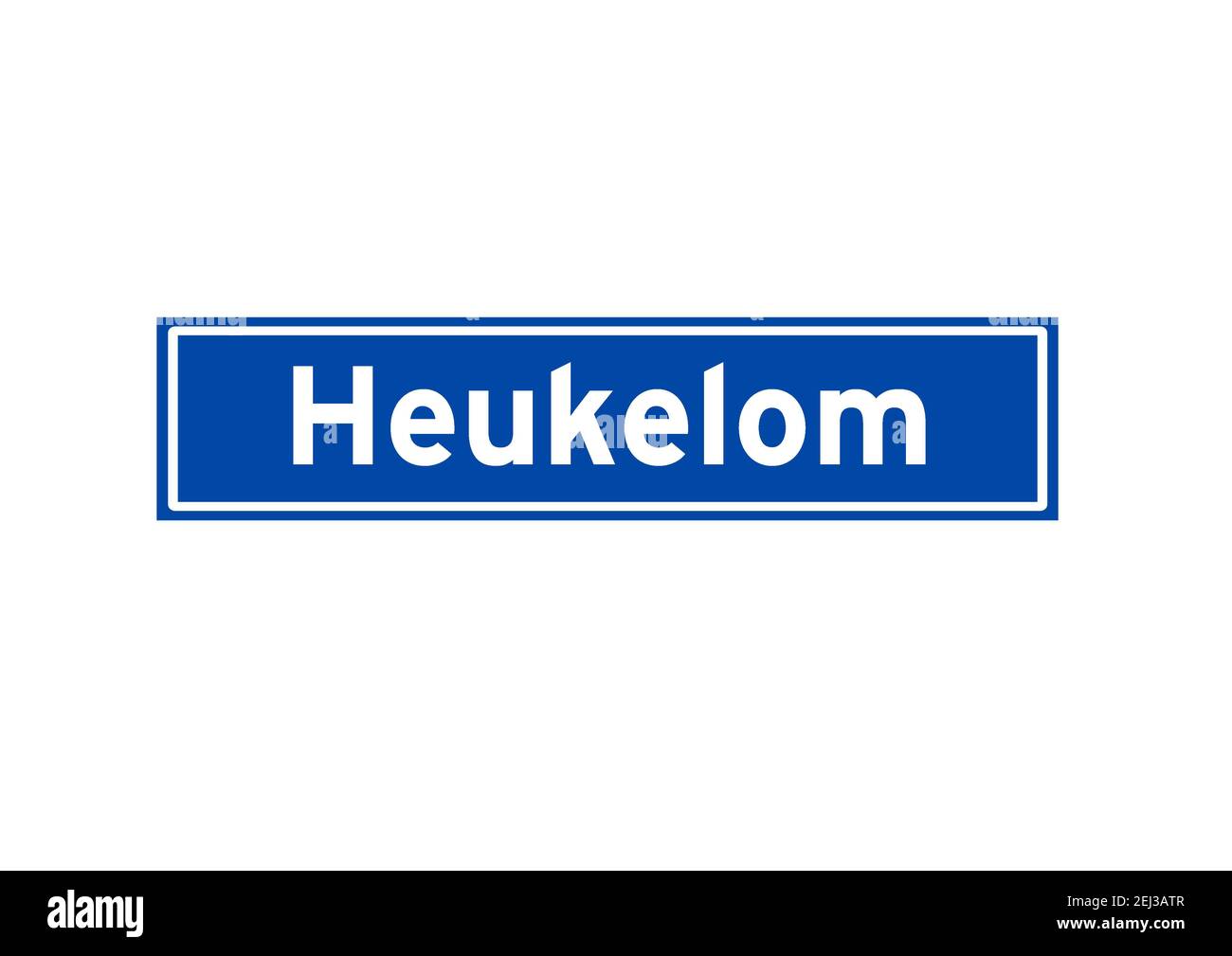 Heukelom isoliert niederländischen Ort Namensschild. Stadtschild aus den Niederlanden. Stockfoto