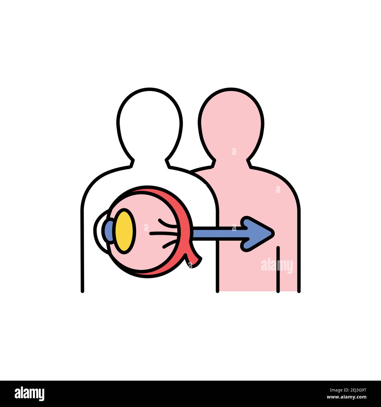 Symbol für die Farblinie der Augentransplantation. Spenderorgan. Piktogramm für Webseite, mobile App, Promo. UI UX GUI Design Element. Bearbeitbare Kontur. Stock Vektor