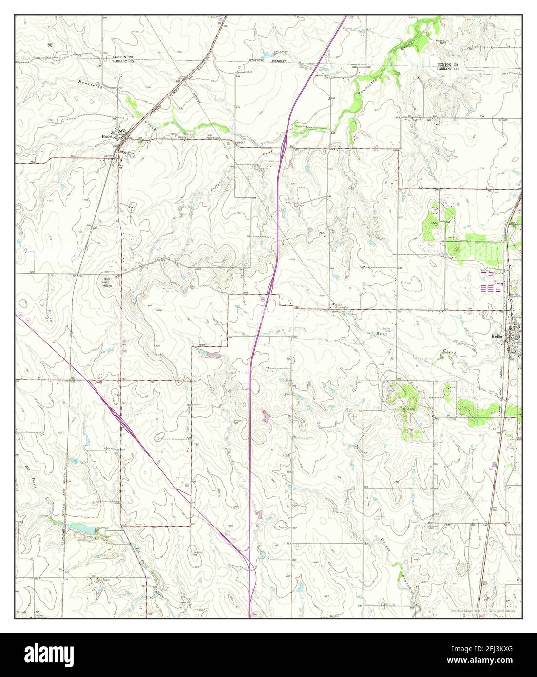 Keller, Texas, Karte 1955, 1:24000, Vereinigte Staaten von Amerika von Timeless Maps, Daten U.S. Geological Survey Stockfoto