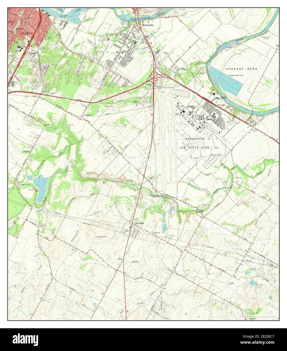 Montopolis, Texas, Karte 1966, 1:24000, Vereinigte Staaten von Amerika von Timeless Maps, Daten U.S. Geological Survey Stockfoto