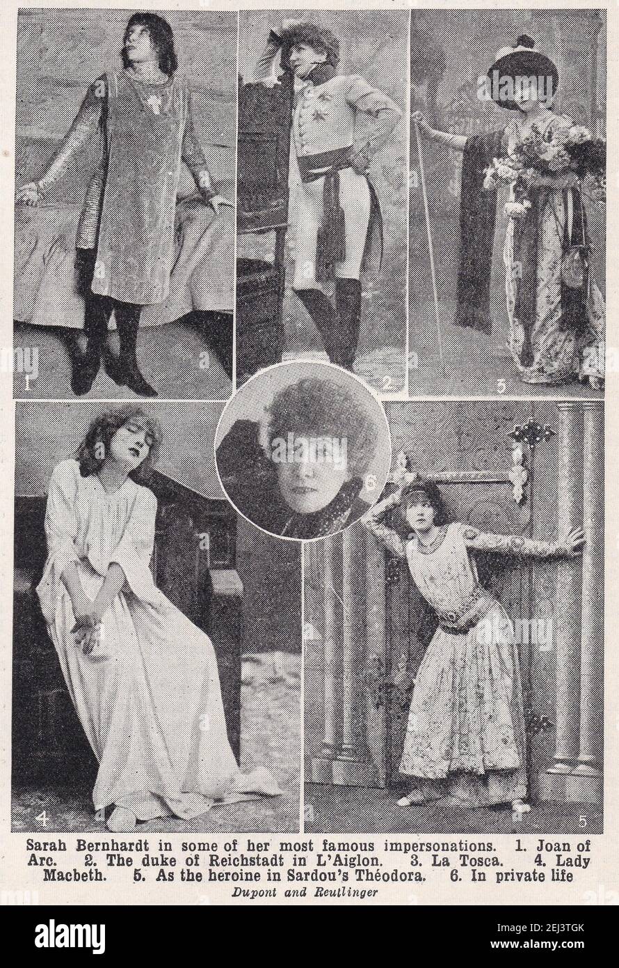 Sarah Bernhardt in einigen ihrer berühmtesten Imitationen. Stockfoto
