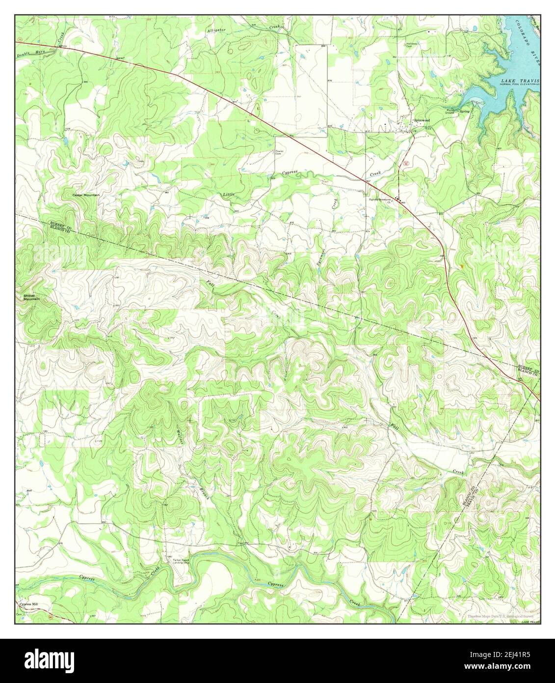 SPICEWOOD, Texas, Karte 1967, 1:24000, Vereinigte Staaten von Amerika von Timeless Maps, Daten U.S. Geological Survey Stockfoto