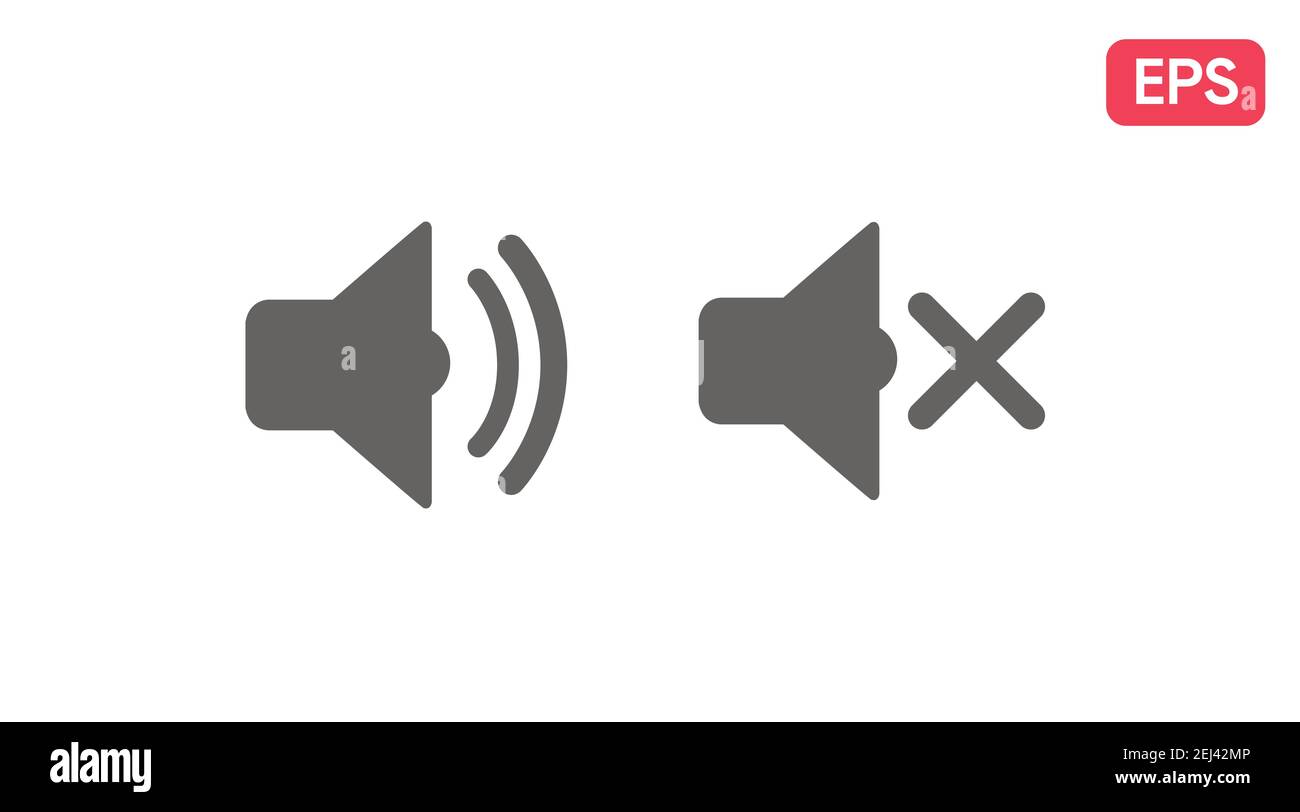 Vector Sound-Symbol, Lautsprecher ein- und ausschalten. Symbol Ton ein und Ton AUS Stock Vektor