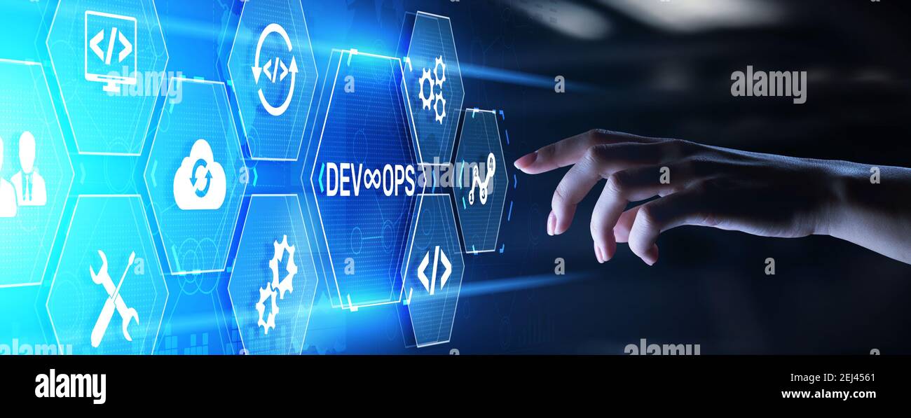 DevOps Methodology Development Operations agil Programmiertechnologie Konzept. Stockfoto