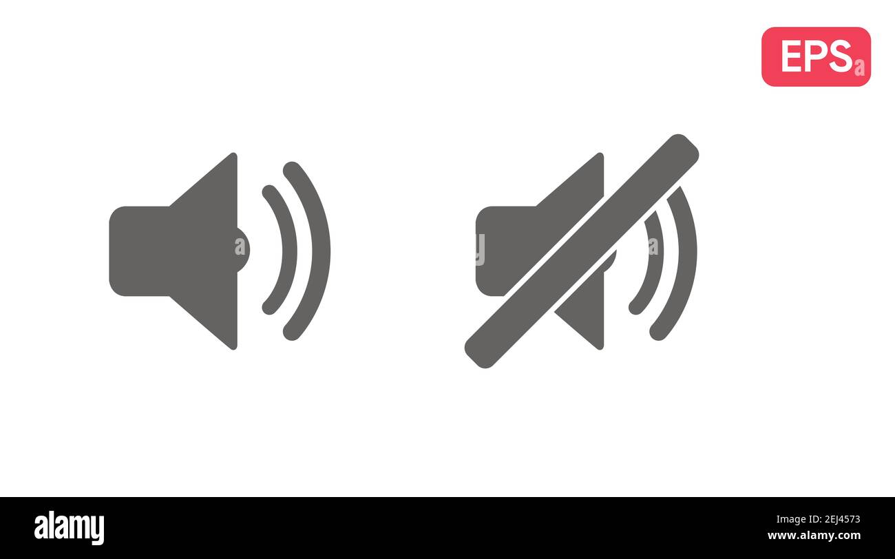 Vector Sound-Symbol, Lautsprecher ein- und ausschalten. Symbol Ton ein und Ton AUS Stock Vektor