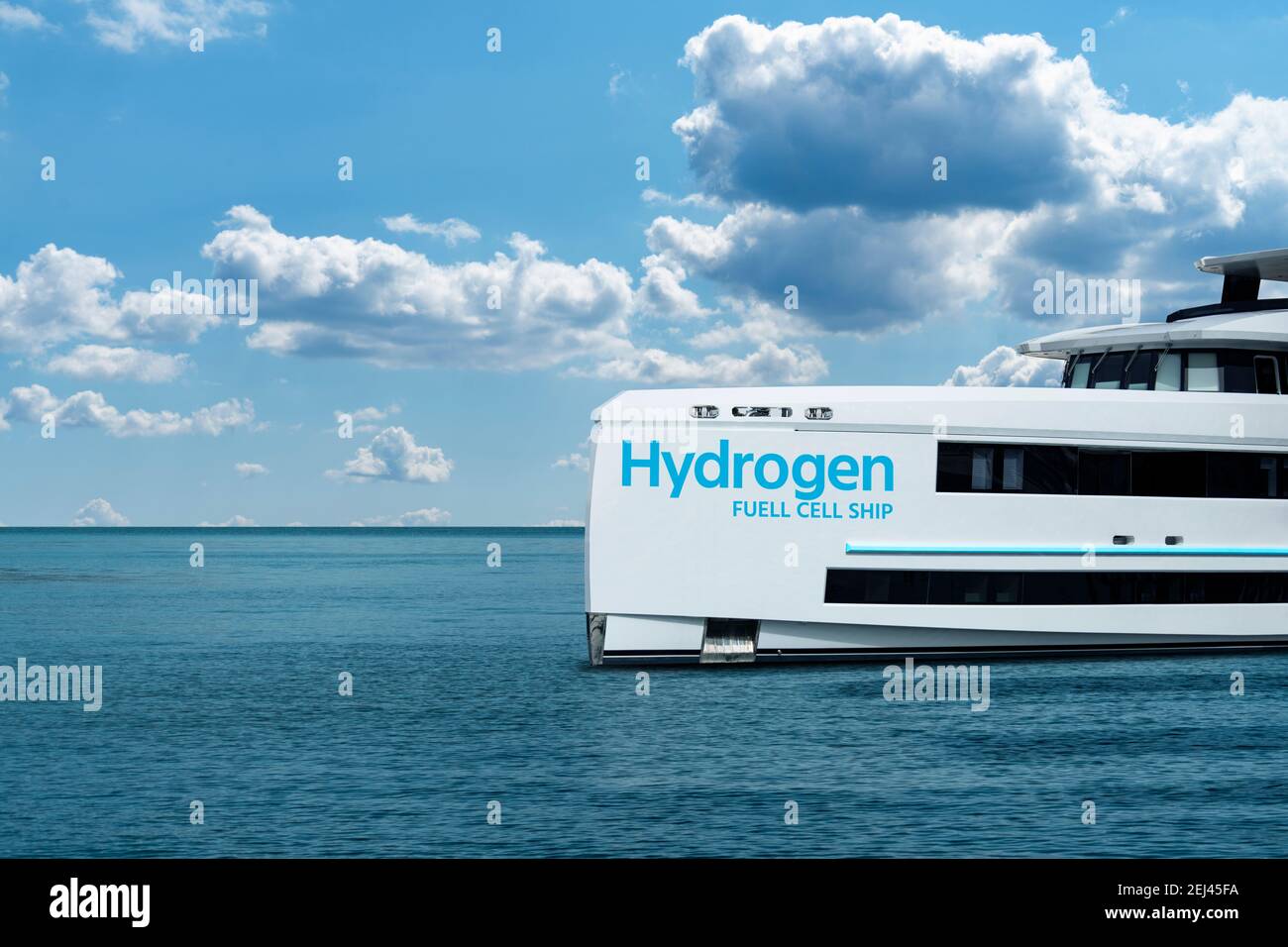 Eine Wasserstoff-Brennstoffzellen-Yacht. Konzept Stockfoto