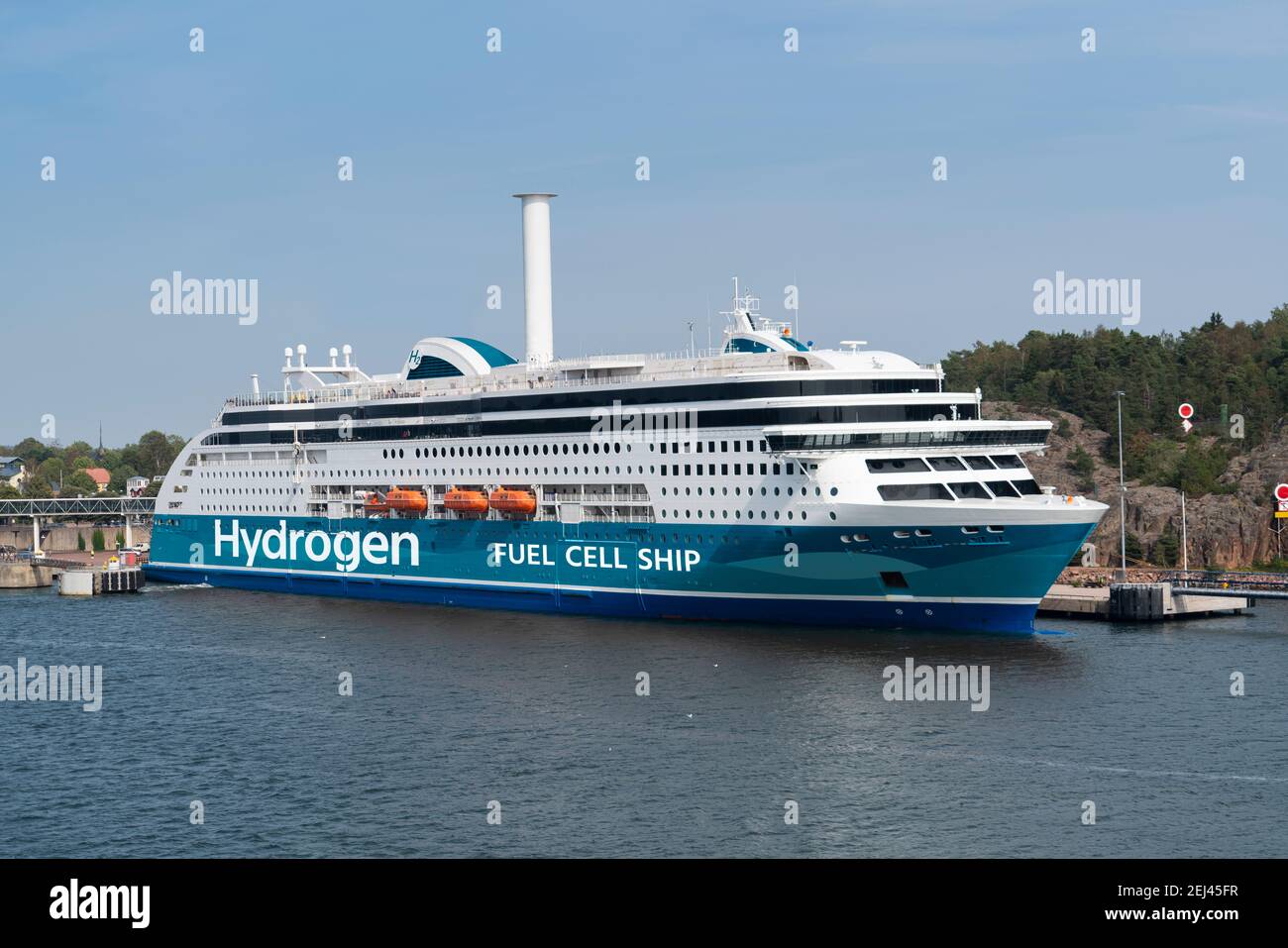 Konzept der Wasserstoff-Brennstoffzellen-Fährschiff Stockfoto