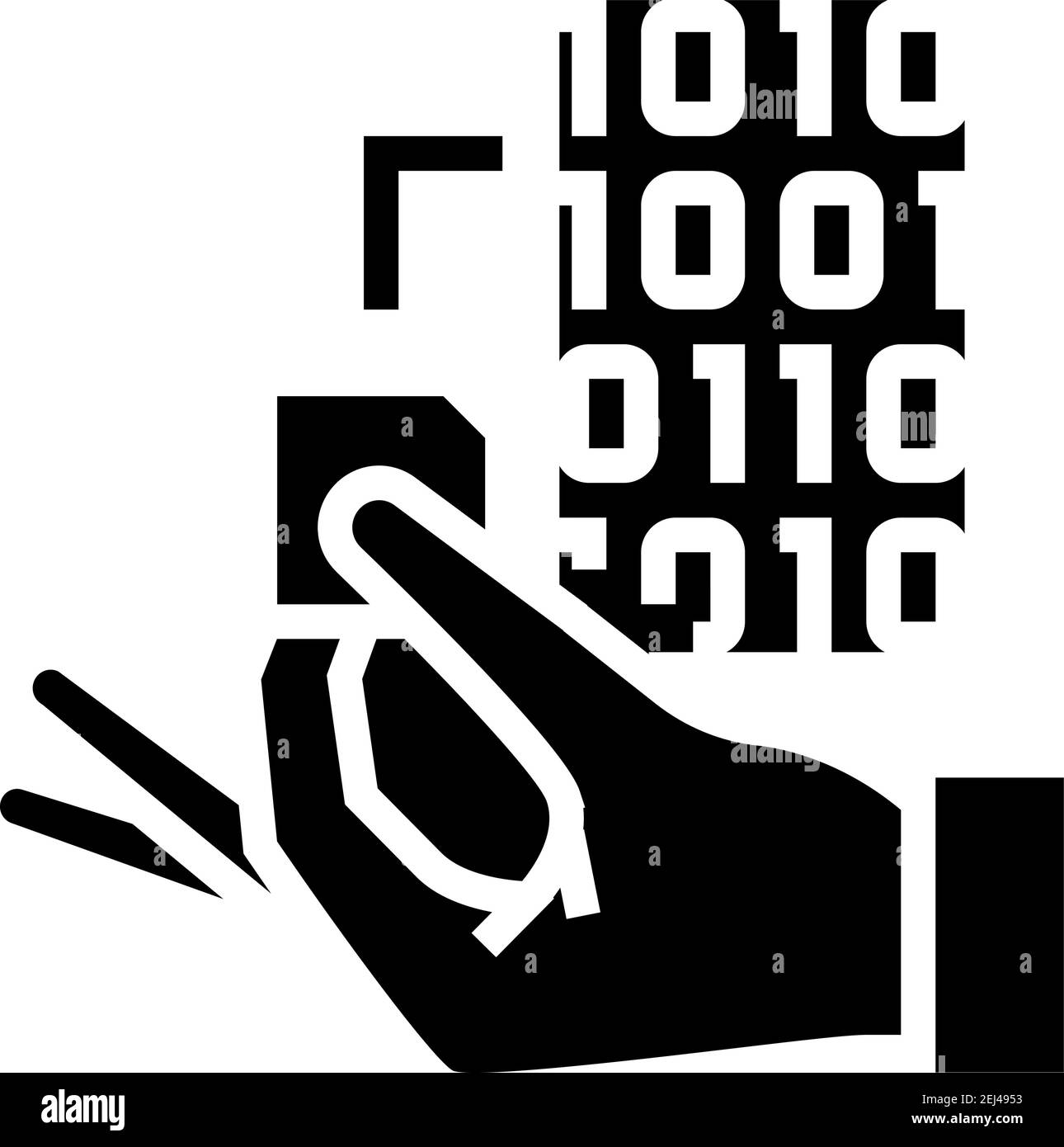 Programmierung rfid Chip Glyphe Symbol Vektor Illustration Stock Vektor