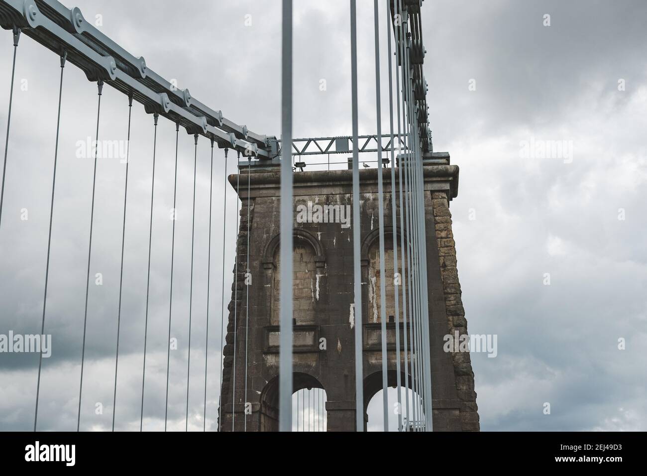 Brücke aus dem 19th. Jahrhundert. Menai Bridge, North Wales, Großbritannien Stockfoto