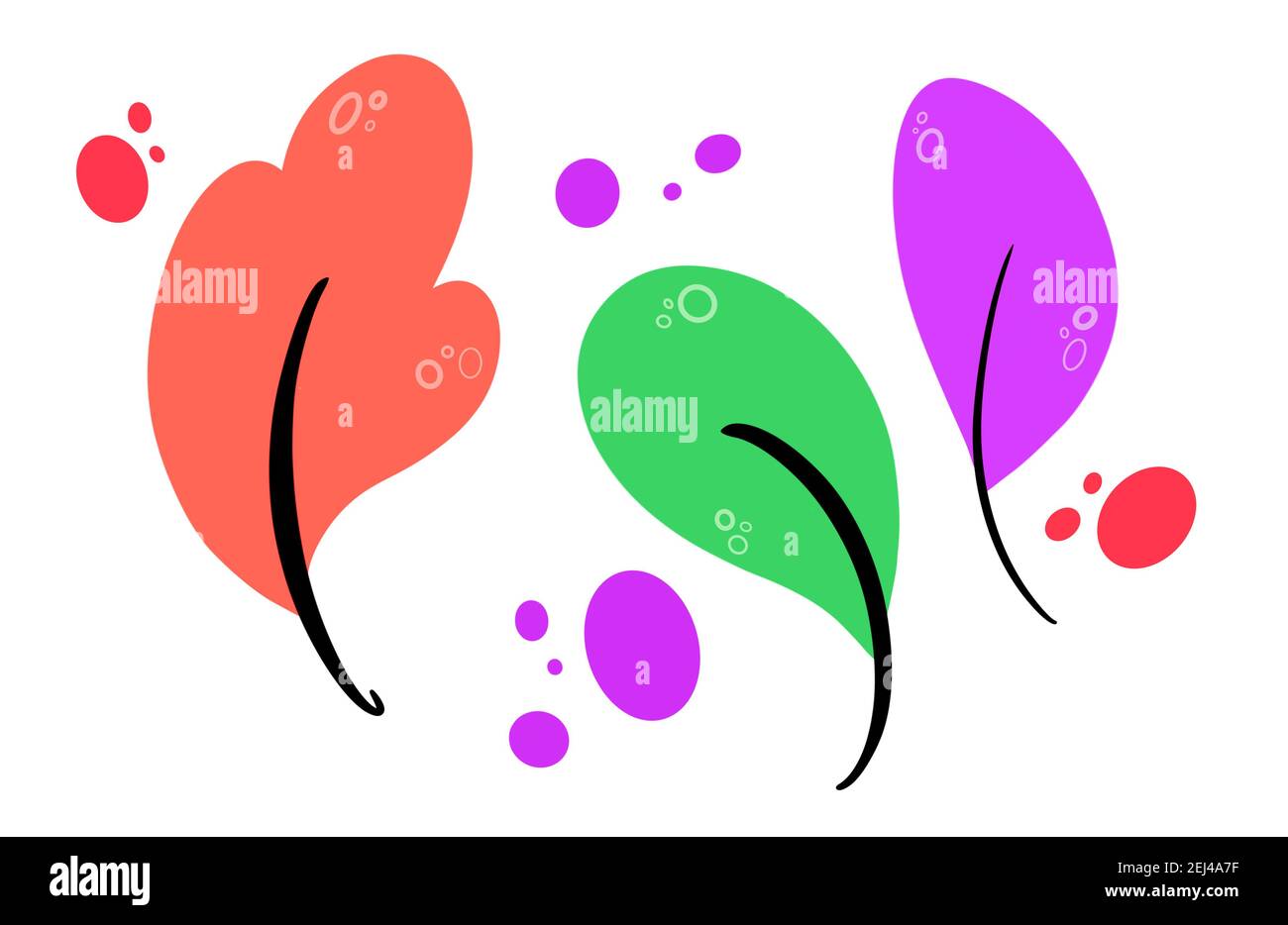 Frühling Blatt flache Design Illustration Set, Urlaub, orange, grün und bunte Blätter Sammlung, temapltes und Natur-Ikonen, weißer Hintergrund Stockfoto