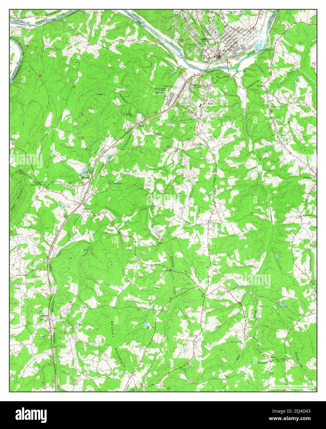 Altavista, Virginia, Karte 1966, 1:24000, Vereinigte Staaten von Amerika von Timeless Maps, Daten U.S. Geological Survey Stockfoto