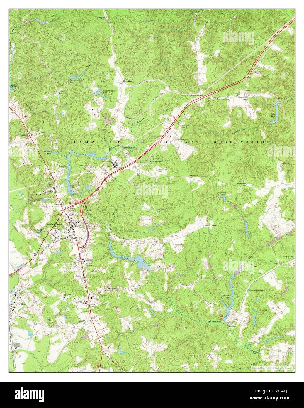 Bowling Green, Virginia, Karte 1969, 1:24000, Vereinigte Staaten von Amerika von Timeless Maps, Daten U.S. Geological Survey Stockfoto