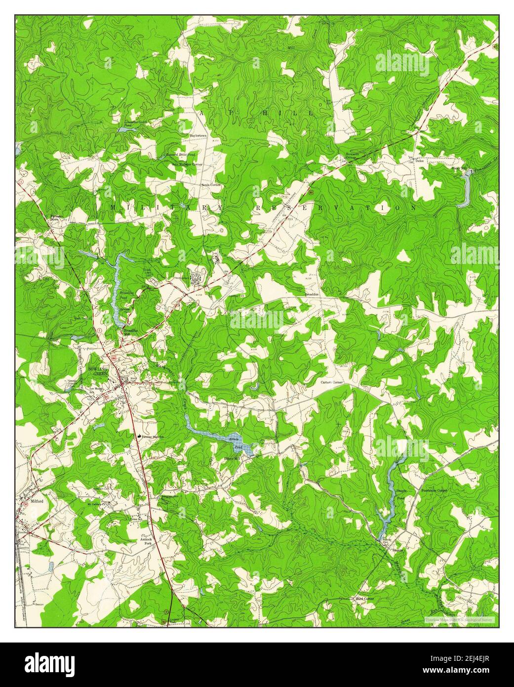 Bowling Green, Virginia, Karte 1949, 1:24000, Vereinigte Staaten von Amerika von Timeless Maps, Daten U.S. Geological Survey Stockfoto