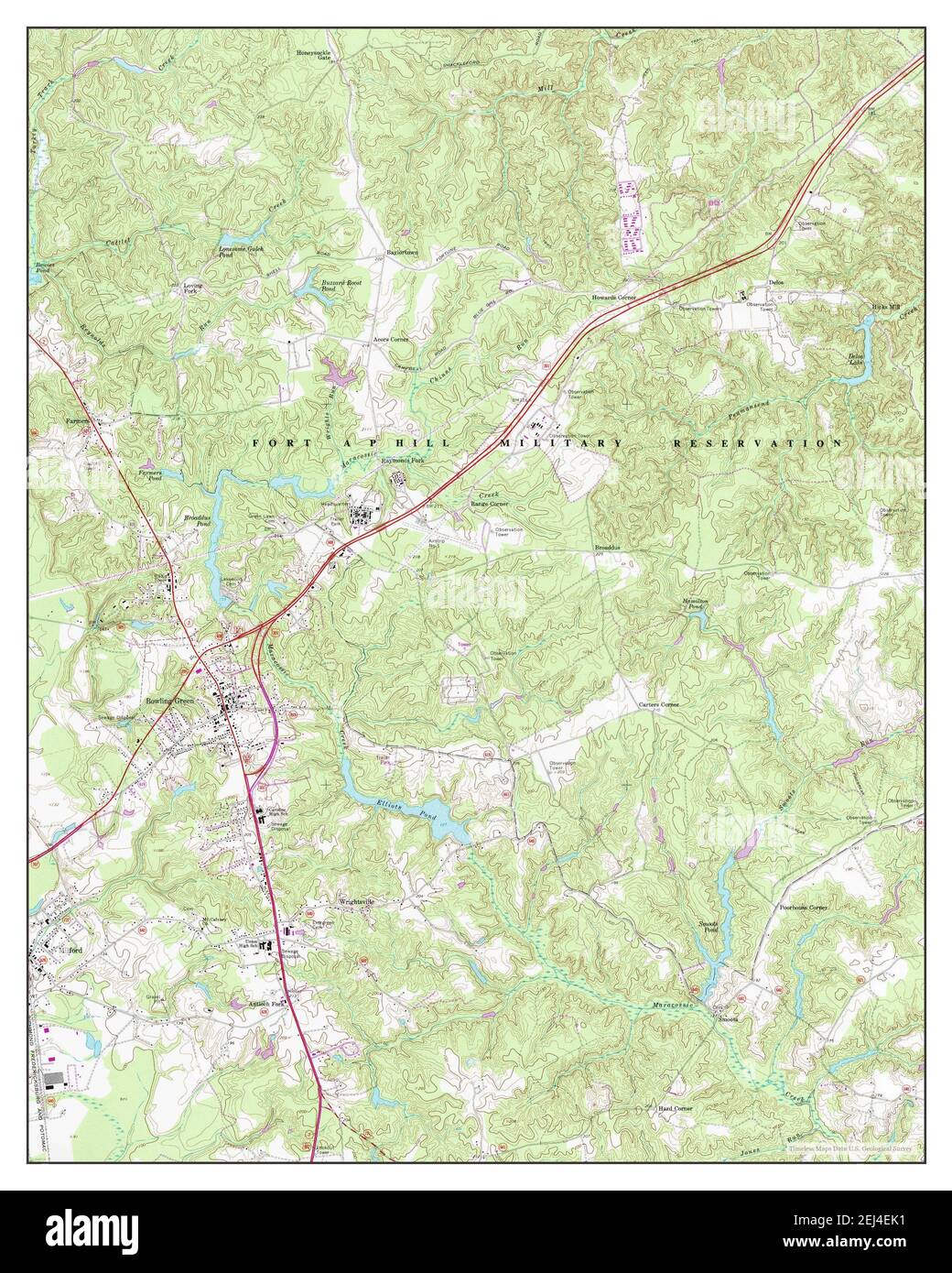 Bowling Green, Virginia, Karte 1969, 1:24000, Vereinigte Staaten von Amerika von Timeless Maps, Daten U.S. Geological Survey Stockfoto