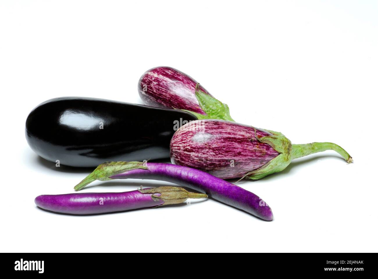 Verschiedene Eierpflanzen ( Solanum melongena) Stockfoto