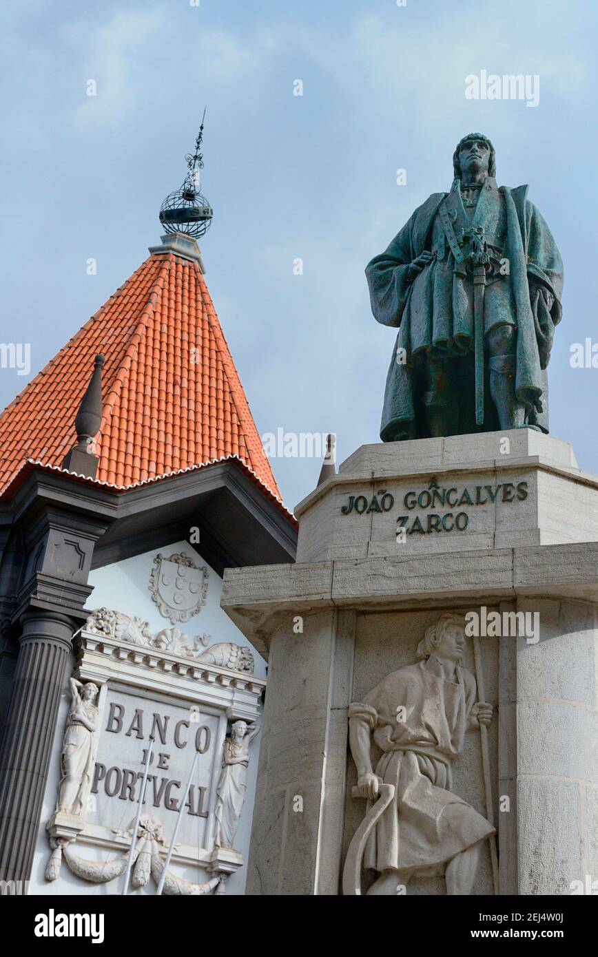 Denkmal des Inselentdeckers Joao Goncalves Zarco, Funchal, Madeira, Portugal Stockfoto