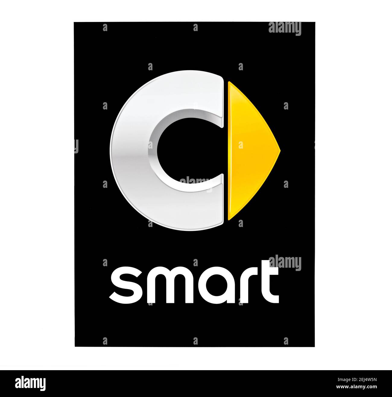 Logo der Automarke Smart, Ausschnitt auf weißem Hintergrund Stockfoto