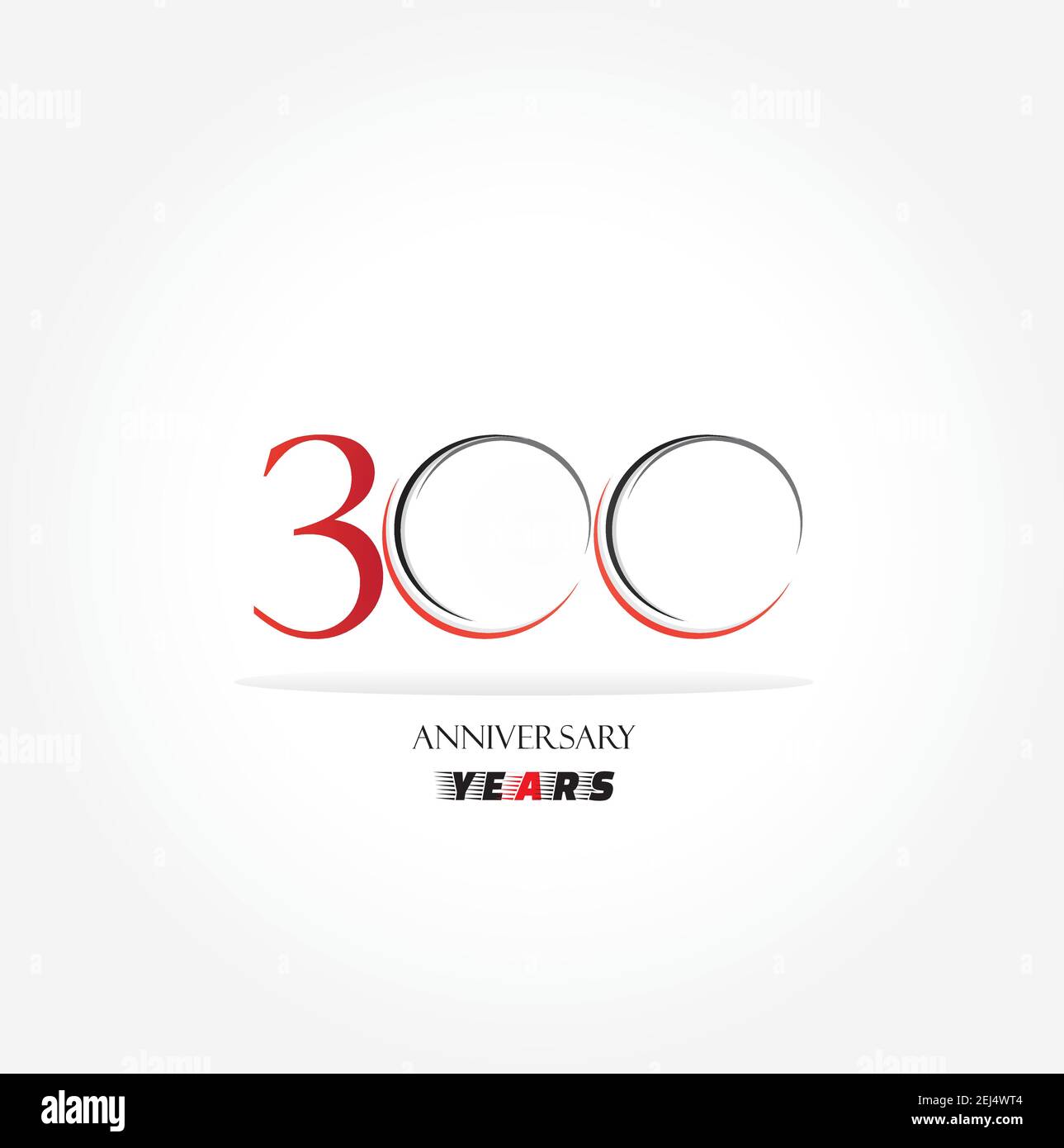 300 Jahre Jubiläums-Logo mit roter Farbe isoliert auf Weißer Hintergrund für Firmenfeier Veranstaltung Stock Vektor