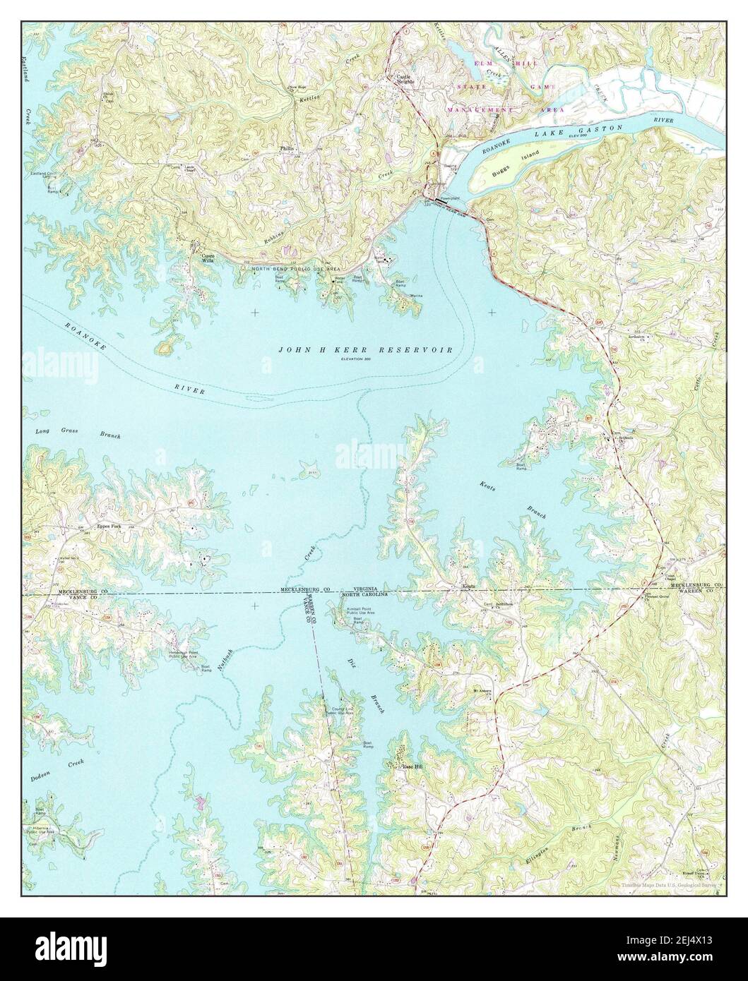 John H Kerr Dam, Virginia, Karte 1968, 1:24000, Vereinigte Staaten von Amerika von Timeless Maps, Daten U.S. Geological Survey Stockfoto