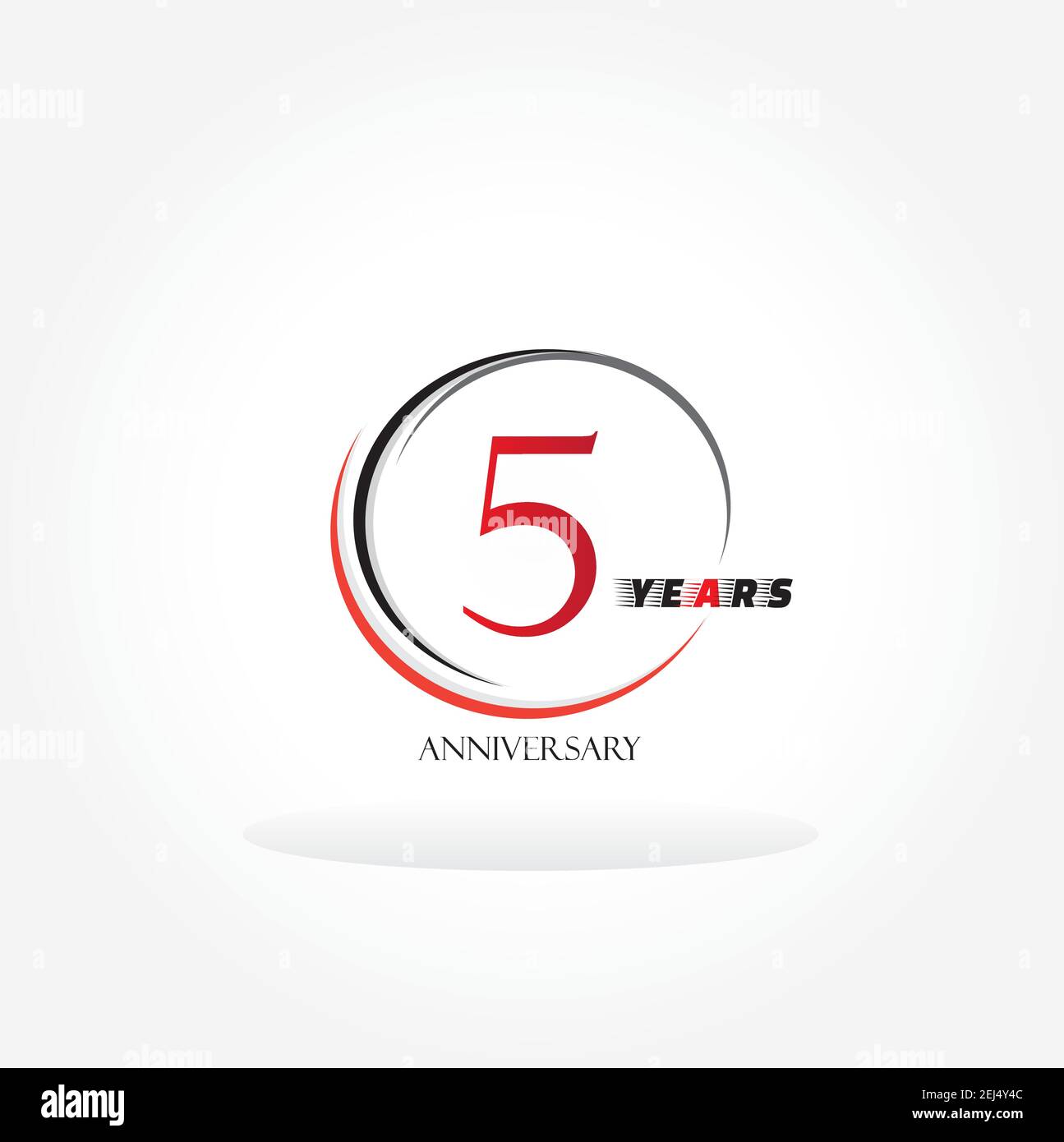 5 Jahre Jubiläums-Logo mit roter Farbe isoliert auf Weißer Hintergrund für Firmenfeier Veranstaltung Stock Vektor
