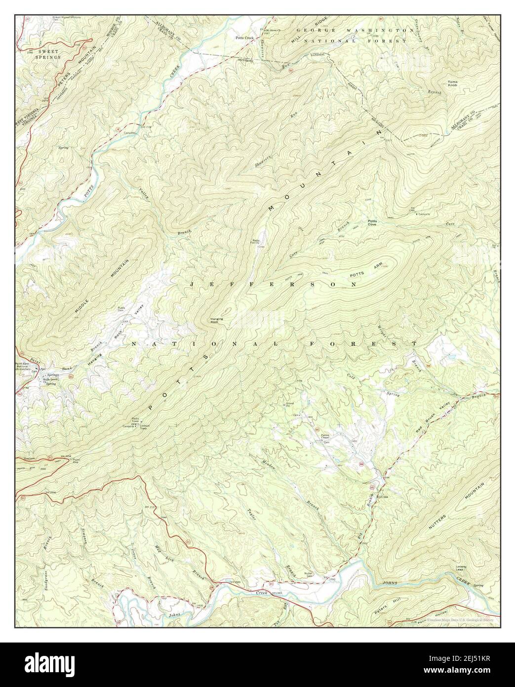 Potts Creek, Virginia, Karte 1966, 1:24000, Vereinigte Staaten von Amerika von Timeless Maps, Daten U.S. Geological Survey Stockfoto