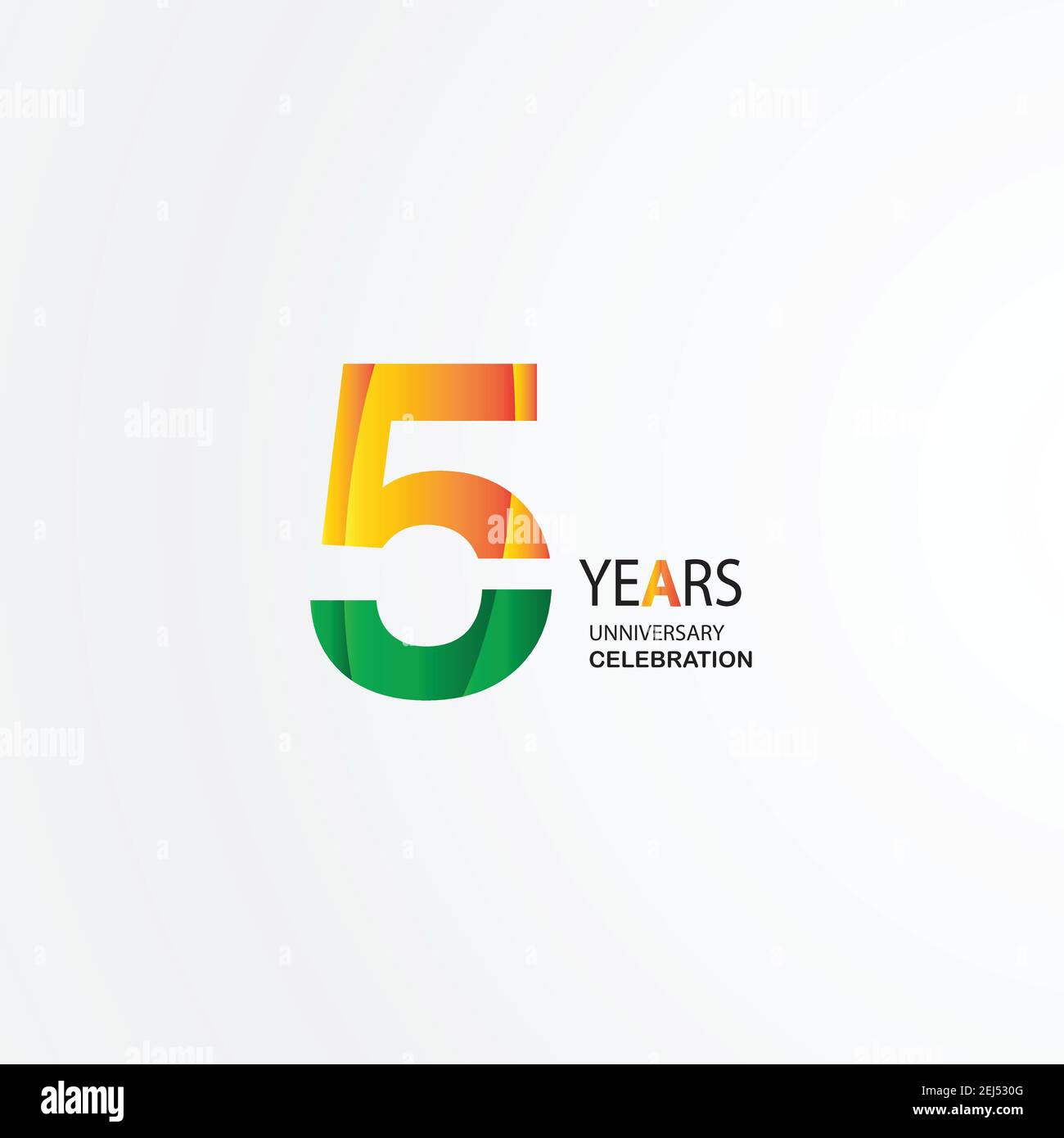 5 Jubiläumsfeier Logo grün und rot gefärbt. Achtundsiebzig Jahre Geburtstag Logo auf weißem Hintergrund. Stock Vektor