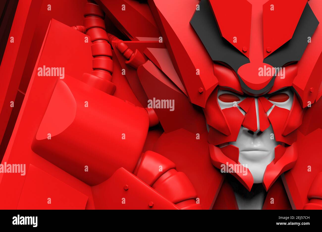 3d Rendern Illustration Von Futuristischen Ausserirdischen Rot Gefarbt Humanoiden Roboter Portrat In Anzug Stockfotografie Alamy