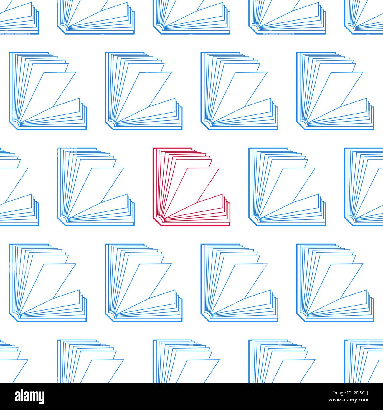 Nahtloses Muster aus blauem und rotem offenen Buch Stock Vektor