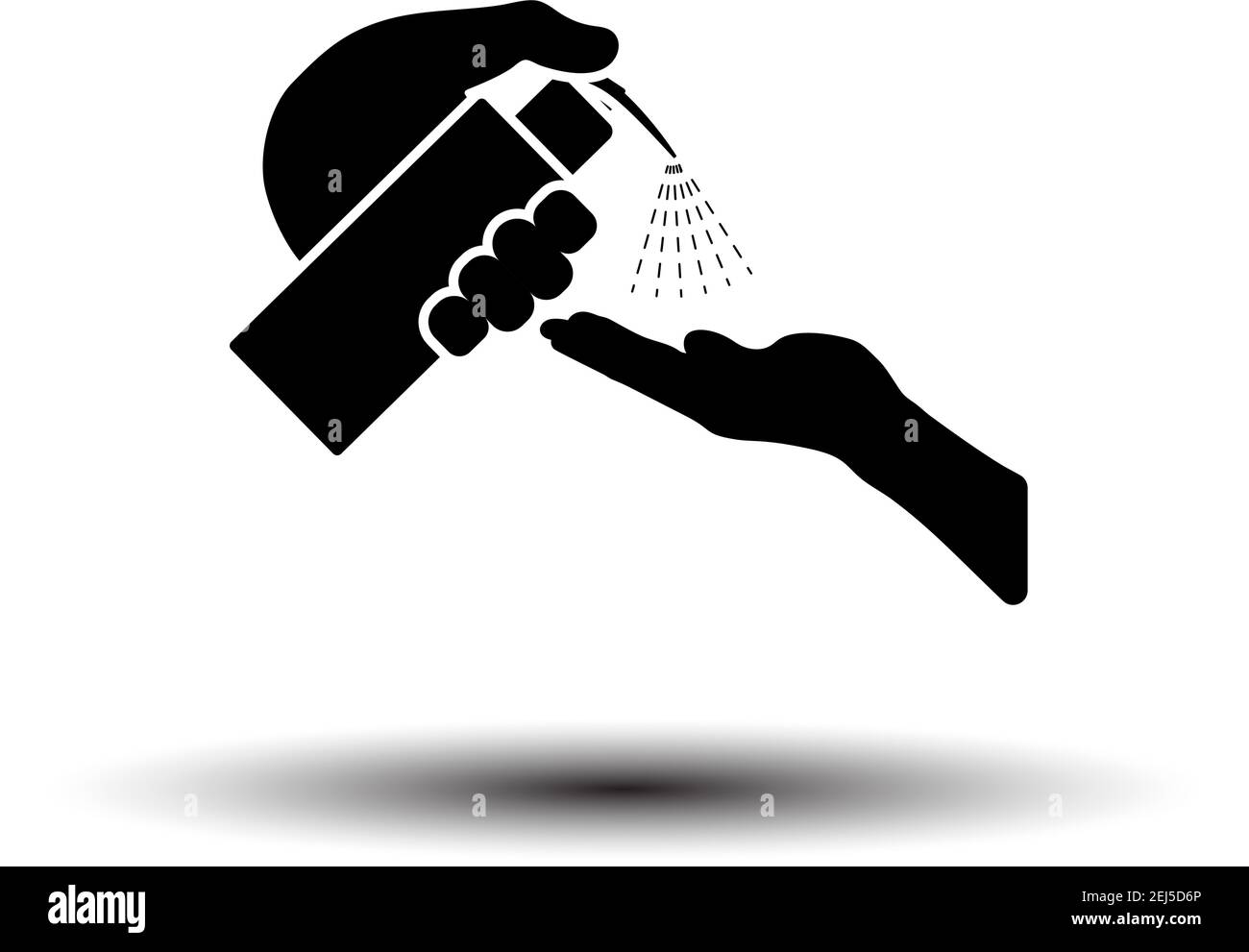 Symbol „Spender Für Flüssigseife“. Schwarz auf weißem Hintergrund mit Schatten. Vektorgrafik. Stock Vektor