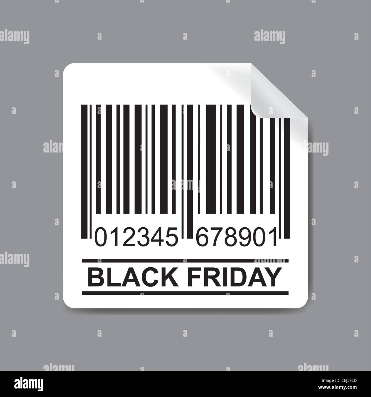 Etikett mit Barcode-Symbol und Text schwarz freitag, Vorlage für Ihr Design, Stock Vektor Illustration. Stock Vektor