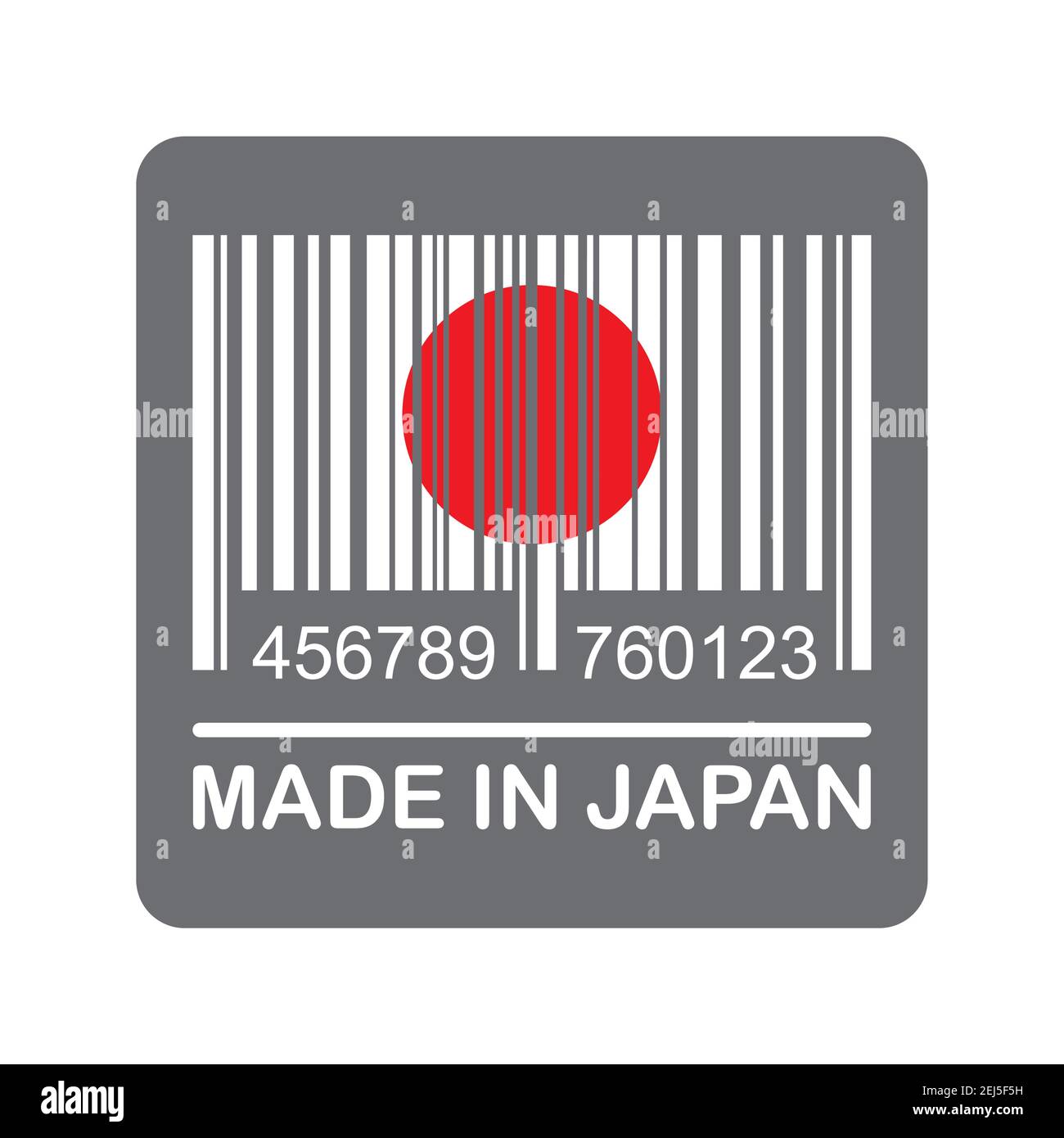 Etikett mit weißem Barcode und Japan-Flagge, Text-made in Japan, Stock-Vektor-Illustration. Stock Vektor