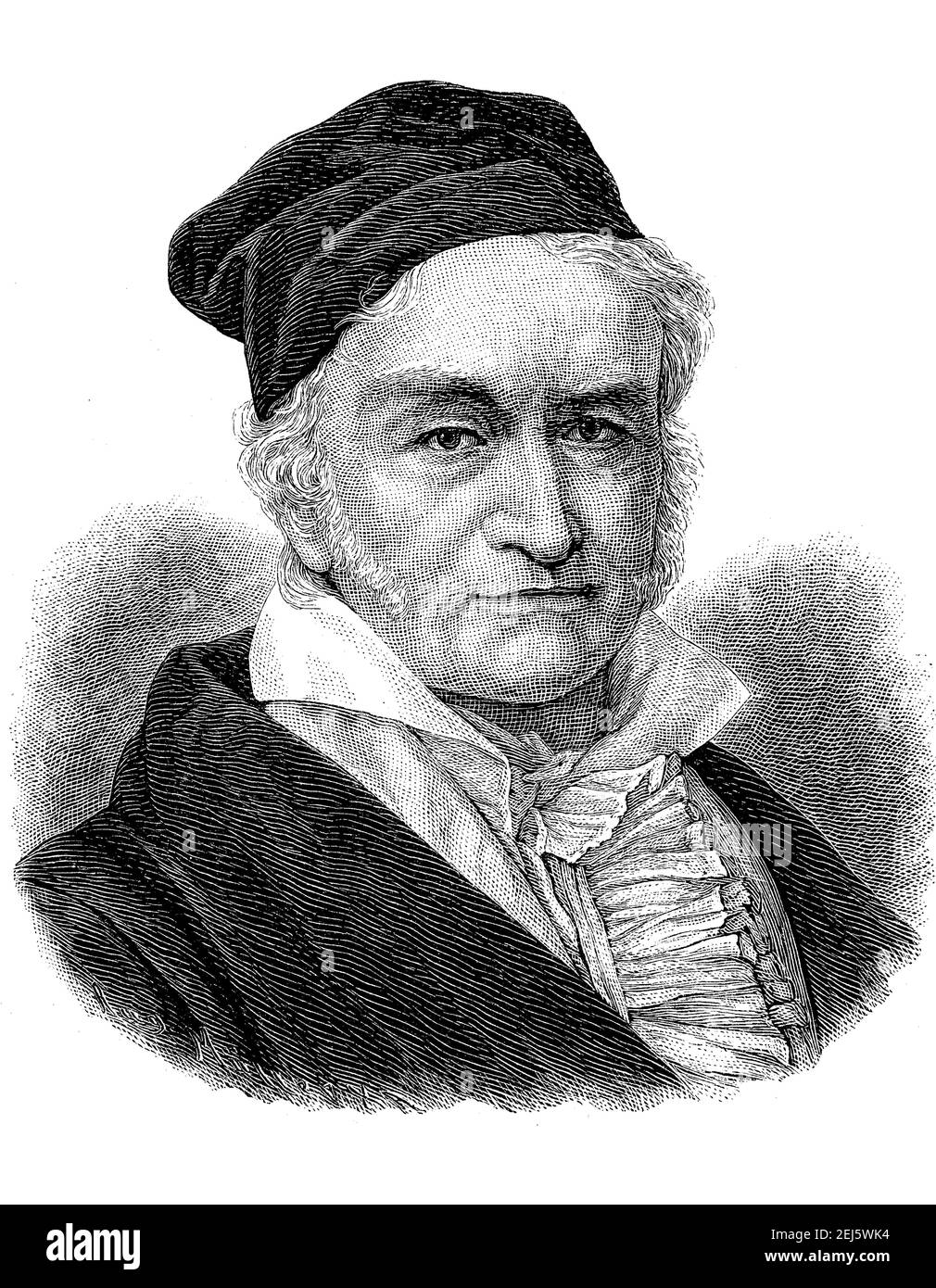 Johann Carl Friedrich Gauss, Carolus Fridericus Gauss, 30. April 1777 - 23. Februar 1855, war ein deutscher Mathematiker, Statistiker, Astronom, Geodätiker und Physiker / Johann Carl Friedrich Gauss, Carolus Fridericus Gauss, 30. 1777. Bis 23. April. Februar 1855, war ein deutscher Mathematiker, Statistiker, Astronom, Geodaet und Physiker, Historisch, Historische, digital verbesserte Reproduktion eines Originals aus dem 19th. Jahrhundert / digitale Reproduktion einer Originalvorlage aus dem 19. Jahrhundert, Stockfoto
