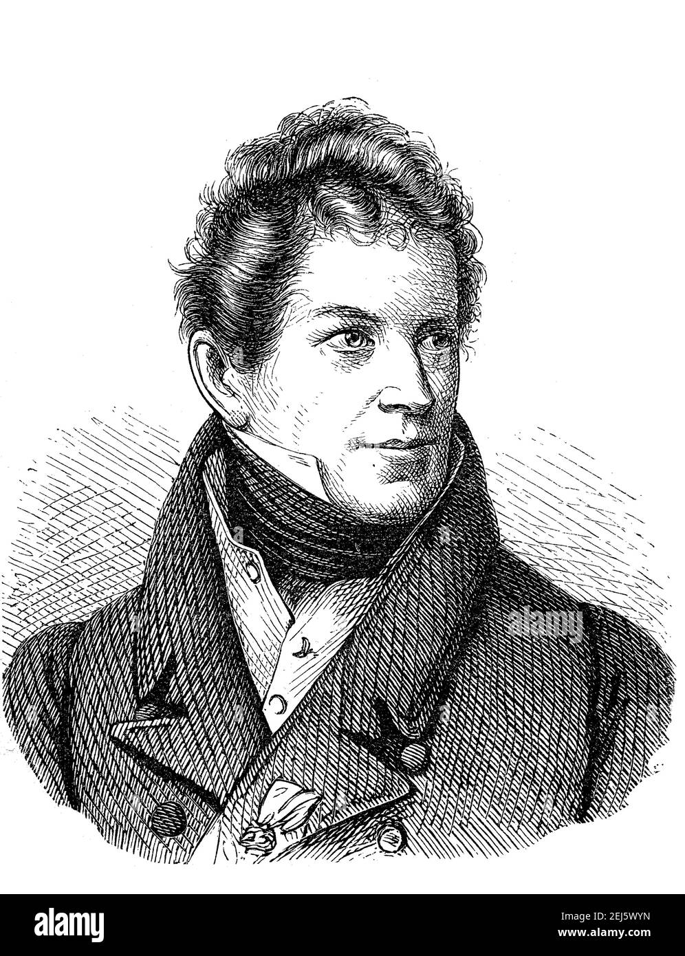 Friedrich von Gentz, 2. Mai 1764 - 9. Juni 1832, war ein deutsch-österreichischer Schriftsteller, Staatsmann und Politiker und Berater von Prinz Metternich / Friedrich von Gentz, 2. 1764. - 9. Mai. Juni 1832, war ein deutsch-oesterreichischer Schriftsteller, Staatsdenker und Politiker sowie Berater von Fürst Metternich, Historisch, historisch, digital verbesserte Reproduktion eines Originals aus dem 19th. Jahrhundert / digitale Reproduktion einer Originalvorlage aus dem 19. Jahrhundert, Stockfoto